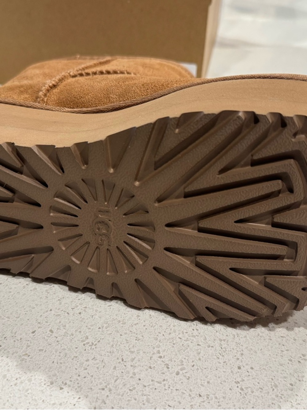 NEW IN BOX! UGG Classic Mini Platform Boots Chestnut Suede Size 7 - Picture 6 of 12